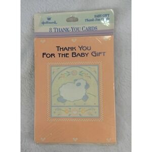 Vintage Hallmark Baby Shower Gift Pink 8 Thank You Cards with‎ Envelopes Sealed